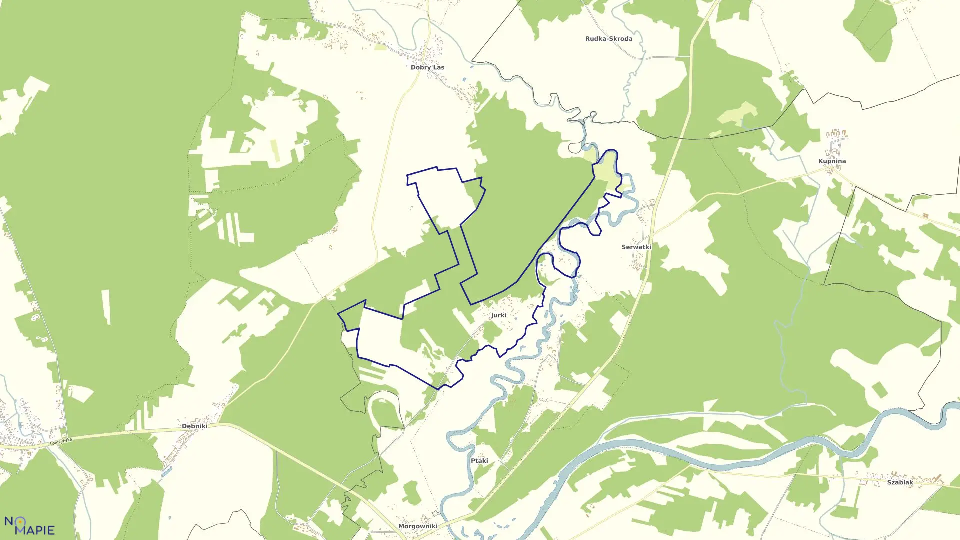 Mapa obrębu Jurki w gminie Zbójna